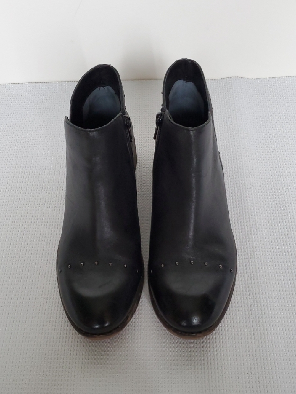 Skechers Memory Foam Black Leather Studded Ankle Booties